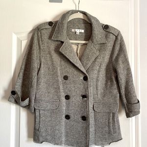 CAbi jacket with 3/4 sleeves. Heather gray. Size M Soft Sweatshirt like fabric.